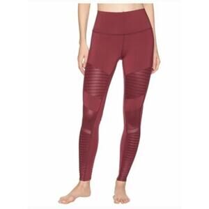 Alo Yoga High Waist Moto Leggings Burgundy Cherry Womens XS